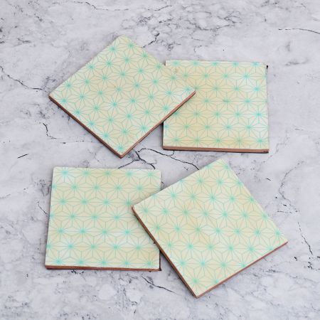 Beautiful Pattern Wooden Coasters for Decor - Pack of 4